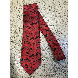 Keith Daniels RED POINSETTIA Holiday Polyester 59" tie
